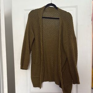 Olive Green Knit Cardigan Sweater